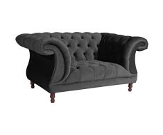Max Winzer® Sessel Ivette, schwarz, Samtvelours, romantisch, Chesterfield, Retro, 167 x 100 x 80 cm
