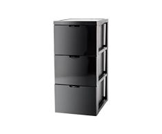 Iris SCF-303 Style Chest Flat Design Schubladenschrank/Schubladenbox/Rollwagen/Rollcontainer, mit Rollen, flach, Kunststoff, schwarz