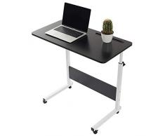 Grandma Laptop-Tisch mit Hai-Motiv, stehend, höhenverstellbar, Computer-Schreibtisch mit Handy-, Tablet-PC-Steckplatz, beweglich mit Rollen, tragbarer Beistelltisch für Bett, Sofa, Schwarz, 80×40