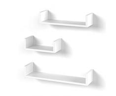 Vicco 3er Set Wandregal Hängeregal Bücherregal Wandboard Trend Regal (Weiß)