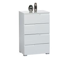 möbelando Kommode Standschrank Highboard Holzschrank Sideboard Anrichte Suzette II Weiß/Weiß-Hochglanz