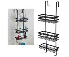 UISEBRT Badregal Duschablage ohne Bohren - Hängeablage 80 cm 3 Böden zum Hängen für die Duschecke, Hygienisch, Schwarz