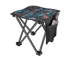 Unihoh Kleiner Zusammenklappbarer Campinghocker, Tragbarer Hocker für Outdoor-Camping Wandern Jagen Angeln Reisen, 600D Oxidfordtuch Slacker Hocker mit Tragetasche