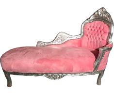 Casa Padrino Barock Chaiselongue Rosa/Silber - Möbel Liege Recamiere Wohnzimmer