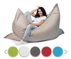sunnypillow XL Sitzsack, Riesensitzsack Outdoor & Indoor 100 x 150 cm mit 140L Styropor Füllung Sessel für Kinder & Erwachsene Sitzkissen Sofa Beanbag viele Farben und Größen zur Auswahl Grau