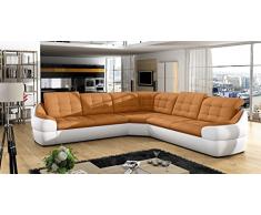 Polsterecke INFINITY L Eckcouch Ecksofa Polstersofa Wohnlandschaft (weiß / orange)