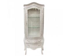 Casa Padrino Barock Vitrine in Weiß/Glitzerlook- Vitrinenschrank - Wohnzimmerschrank
