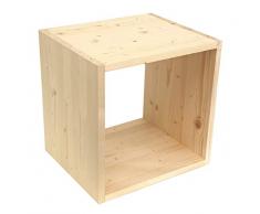 Regalwürfel Flexicube, Grundmodul Fichte Natur, Regalwürfel aus Massivholz, erweiterbar zum Regal, Raumteiler, Bücherregal, echtes Holz