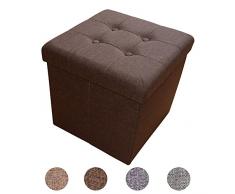Style home Sitzhocker Sitzbank Sitzcube Aufbewahrungsbox mit Stauraum Faltbarer Fußhocker Sitzwürfel belastbar bis 300 kg, Leinen, 38 x 38 x 38 cm (Dunkelbraun)
