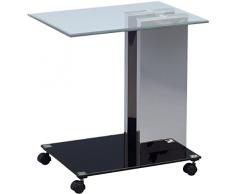 HomeTrends4You Robi Beistelltisch, Korb, schwarz/Edelstahl/Glas, 40 x 55 x 60 cm