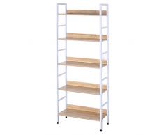 eSituro Standregal Bücherregal Metallregal Küchenregal Treppenregal Leiterregal Stufenregal Aufbewahrungregal 5 Ablagen Metall+MDF 60x27,5x160CM SSTR0023