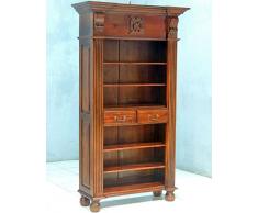 Moreko Bücherregal Antik-Stil Standregal Massiv-Holz Bücher-Schrank Mahagoni
