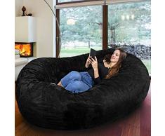 RIESEN SITZSACK MIT VELOUR KUSCHELBEZUG IN NACHT SCHWARZ! Der größte Sitzsack Europas - 1500 L Memory Schaumstoff Füllung - Gemütliches Sofa, Riesen Bett, Bean Bag für Kinder und Erwachsene