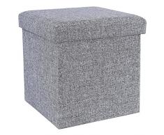 Songmics 38 cm Cube Faltbarer Sitzhocker Belastbar bis 300 kg Imitiertes Leinen Lichtgrau LSF27H