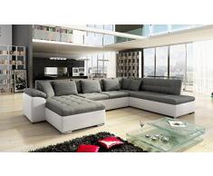 Eckcouch Ecksofa Niko Bis! Design Sofa Couch! mit Schlaffunktion und Bettkasten! U-Sofa Große Farbauswahl! Wohnlandschaft vom Hersteller (Ecksofa Links, Soft 017 + Lux 06)