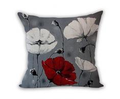 Nunubee Kissenbezug Wohnzimmer deko deko Kissen Shabby chic deko scheibengardine landhausstil Autodekoration Sofa Cover, Graue Rote weiße Blumen 45x45CM