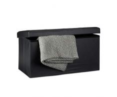 Relaxdays Faltbare Sitzbank 38 x 78 x 38 cm HxBxT, 2-Sitzer m. Stauraum, Kunstleder Sitzhocker 300 kg belastbar, schwarz