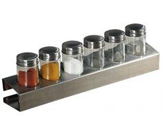 Kesper 90126 Gewürzregal mit 6 leeren Gläsern, 35 x 6 x 5 cm, Metall