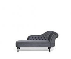 Beliani Retro Chaiselongue Samtstoff rechtsseitig grau Nimes