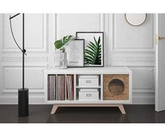 New Swedish Design IKEA Kallax Regal Untergestell, Holzgestell aus echter massiver Buche, für Kallax-Breite: 3 Regalfächer, schräge Möbelfüße, Füsse f. Sideboard Lowboard skandinavisch