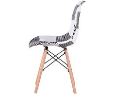 4-teiliger Loungesessel aus Leinen mit Stuhl im skandinavischen Stil und Patchwork-Sessel im nordischen Stil,B