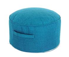 WENYAO Fußschemel mit Griff Abnehmbarer und waschbarer Stoffhocker Sofahocker Moderne minimalistische Balkonfenster Tatami-Schuhbank (Farbe: Seeblau)