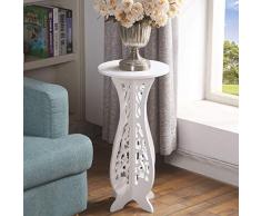 BigTree Runder Beistelltisch Telefpntisch MDF Kaffeetisch Clubtisch Balkontisch aus Holz-Kunststoff Landhaus-Stil Gartentisch für Wohnzimmer Garten in Weiß