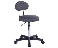 1stuff® Profi Rollhocker Bürostuhl New Moon mit Lehne - bis 180kg - Sitzbreite ca. 39cm - bis ca. 70cm Sitzhöhe - Drehstuhl Drehhocker Praxishocker Arzthocker Bürohocker (Stoff grau)