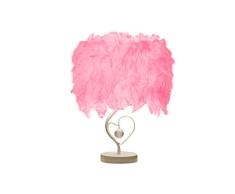 Federn Tischlampe Herzform Kristall Nachttisch Lampe Moderne Mode Feder Tischleuchte Schreibtisch Lampenschirm Licht für Wohnzimmer Schlafzimmer Bar Restaurant Hotel (Pink)