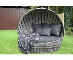 Sonneninsel Polyrattan Rattan WT-6001 grau Rattan DachLounge Wellness