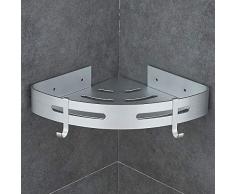 Hoomtaook Duschregal Ohne Bohren Duschkorb Eckablage Duschablagen Ohne Bohren für Bad, Patentierter Kleber + Selbstklebender- Kleber, Aluminium, Matte Finish, Badregal Selbstklebend,Silber 1 Stück