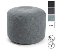 mokebo® Pouf Der Ruhepouf rundes Sitzkissen Indoor & Outdoor oder Hocker, Made in Schwarzwald, Webstoff in Grau 094