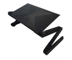 TataYang Laptoptisch Rolltisch Betttisch Notebooktisch Beistelltisch höhenverstellbar Ständer für Linkshänder Sofatisch mit Rollen und drehbar Ablage für Maus mit 2 Stopp-Leisten, Holz (Schwarz 4)