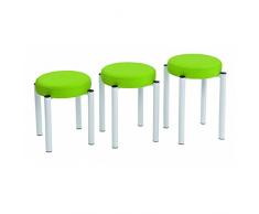 Gymnastikhocker rund, 7cm Polsterung, Kabinen-Hocker 45cm hoch, grasgrünsilber