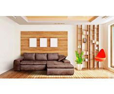 lifestyle4living Ecksofa mit Schlaffunktion und Bettkasten in Braun | Gemütliches Mikrofaser L-Sofa im Vintage-Look mit Stauraum inkl. 4 Rückenkissen