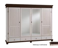 möbelando Kleiderschrank Massivholzschrank Schrank Schlafzimmerschrank Silvana VIII 199 cm weiß/kolonial