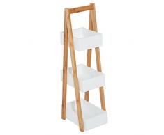 HOMCOM Badregal Treppenregal Leiterregal Badzimmer Lagerregal Regal 3 Ebenen Weiß L21 x B30 x H81 cm