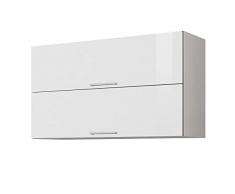 LIVATHA Küchen-Klapphängeschrank MÜNCHEN - Oberschrank - 2-türig - Breite 100 cm - Hochglanz Weiß