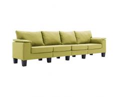 vidaXL Sofa 4-Sitzer mit Armkissen Polstersofa Stoffsofa Loungesofa Couch Sitzmöbel Wohnzimmersofa Designersofa Grün Stoff 254x70x75cm
