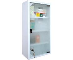 Natsen Medizinschrank 4 Fächer mit Schloss Arzneischrank Medikamentenschrank Erste Hilfe Schrank, Edelstahl, Weiß (60ⅹ30ⅹ12 cm)