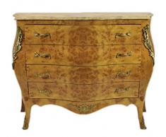 Casa Padrino Barock Kommode Ahornfarben mit cremefarbener Marmorplatte - Ludwig XIV Empire Kommode