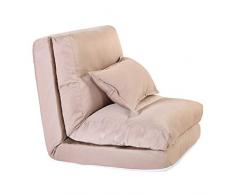 Maxibird Schlafsofa Verstellbarer Schlafsessel, Die Rückenlehne kann auf 6 Winkel eingestellt Werden, Klappbares Futon-Schlafsofa Videospielsofa Loungesofa mit 1 Kissen (Pink)