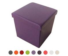 Style home Sitzbank Sitzhocker Aufbewahrungsbox mit Stauraum Faltbar belastbar bis 300 kg, Kunstleder, 38 x 38 x 38 cm (Lila)