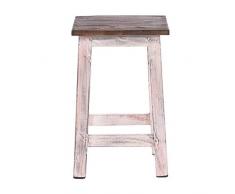 DESIGN DELIGHTS RUSTIKALER Holz SITZHOCKER Madero | 48x30x30 cm (HxBxT), Recyclingholz | Holzhocker | Farbe: 05 weiß-Natur