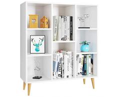 Homfa Bücherregal, Regal mit 8 Fächer, Standregal Schrank Raumteiler Kinderregal 80x29.5x93cm weiß