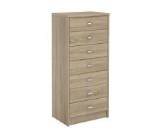CARO-Möbel Schubladenkommode FEHMARN Hochschrank Mehrzweckschrank, schmal mit 7 Schubladen in Sonoma Eiche