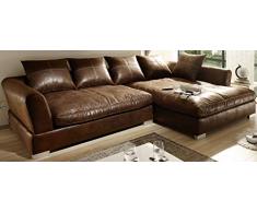 Reboz Big Sofa Ecksofa Vintage Braun Schwarz Ausrichtungen (Vintage Hellbraun, rechts)