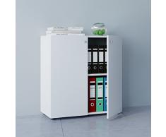 VCM Büroschrank Aktenschrank Bücherregal Universal Ordner Schrank Regal Weià 70 x 70 x 39 cm Vandol Mini