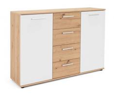 expendio Kommode Jule 2 Artisan Eiche weiß 120x85x35 cm Sideboard Anrichte Schubkastenkommode Schrank