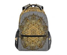 BIGJOKE Rucksack, indischer Ottomanen-Motive, Ethnischer Druck, große Kapazität, leger, Bedruckt, Schulranzen, Tagesrucksack, Reisen, Laptop, Damen, Erwachsene, Jungen und Mädchen